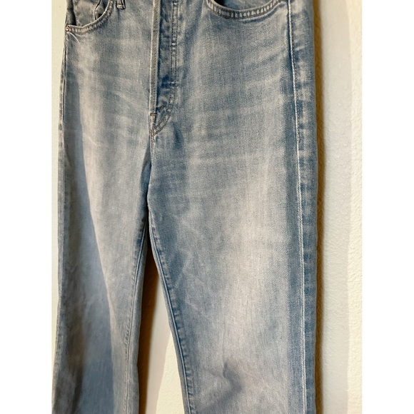 Mother Superior The Rambler Ankle Chew Post No Bills Blue Wide Leg Crop Jeans - Picture 15 of 17